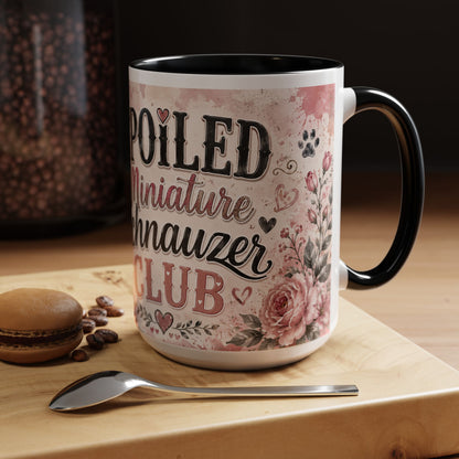 Spoiled Miniature Schnauzer Club Accent Coffee Mug — Cute Dog Mom Gift