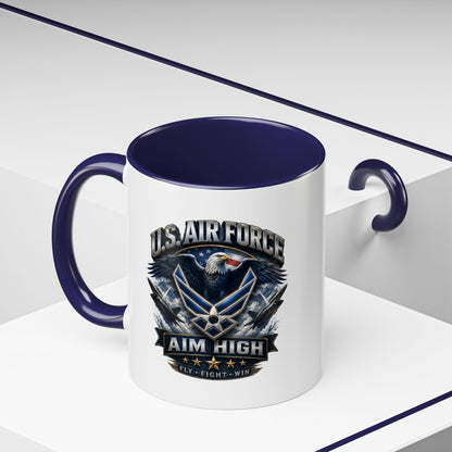 U.S. Air Force Accent Coffee Mug — Aim High Eagle Design (11/15 oz)