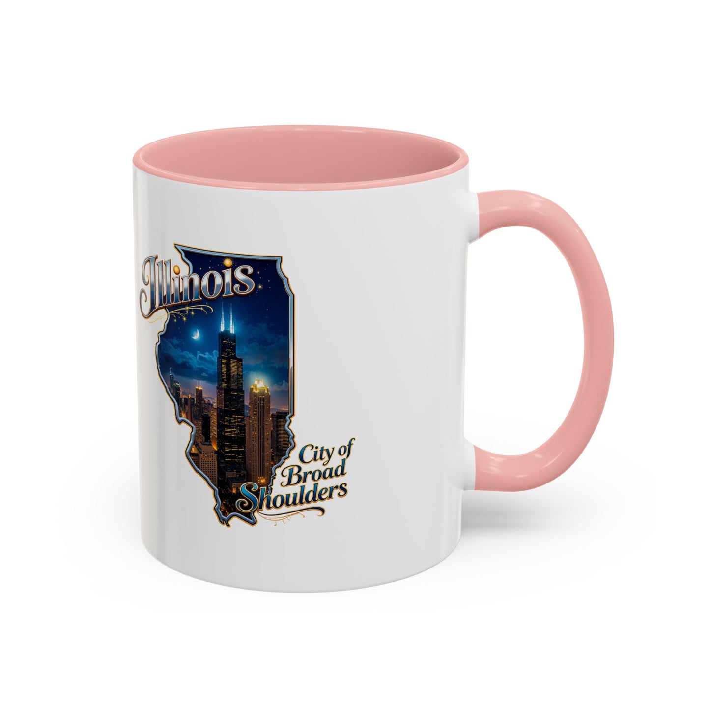Illinois Skyline Accent Coffee Mug – City of Broad Shoulders Chicago Design (11/15oz)
