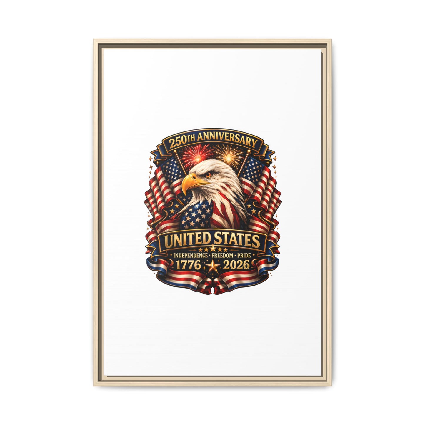 Patriotic Eagle 250th Anniversary Framed Canvas Print — United States 1776–2026