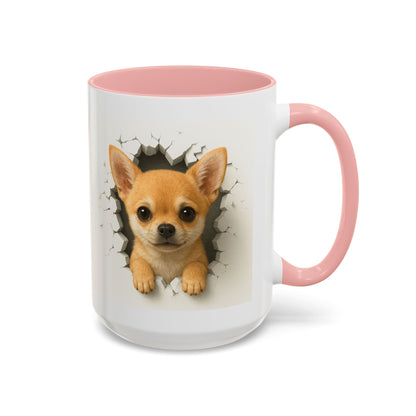 Chihuahua Peek-A-Boo Accent Coffee Mug – Cute Dog Lover Gift (11/15 oz)
