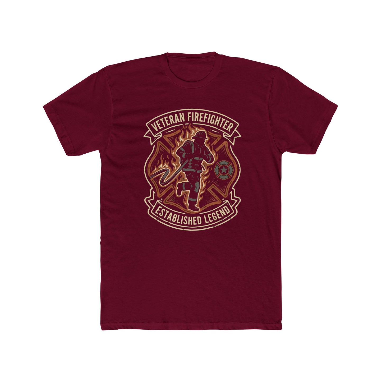 Veteran Firefighter Tee — "Established Legend" Graphic Crew Shirt
