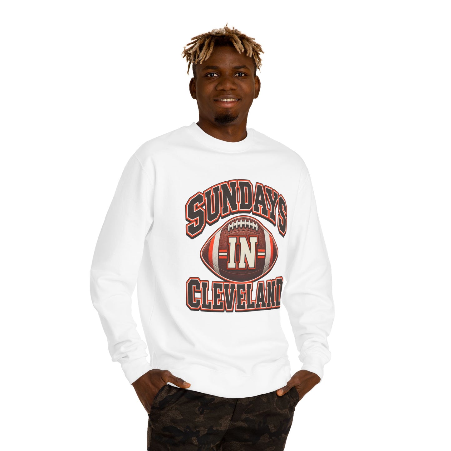 Sundays in Cleveland Football Crewneck Sweatshirt