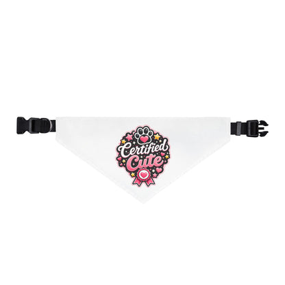 Clip-on Pet Bandana — "Certified Cute" Pink Paw Ribbon Dog & Cat Accessory