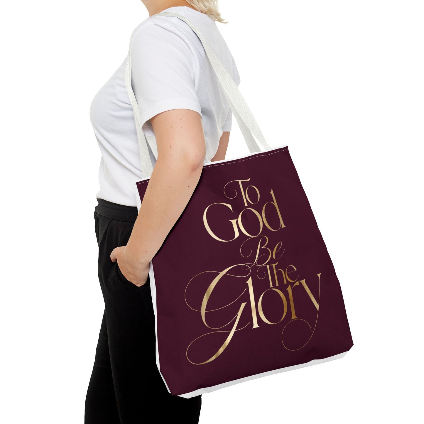 To God Be The Glory Burgundy Tote Bag — Inspirational Christian Scripture Tote