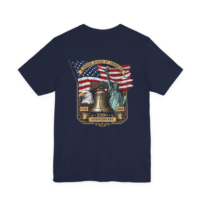 Liberty 250th Anniversary T-Shirt — American Flag, Liberty Bell & Statue of Liberty Tee