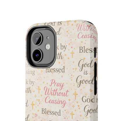 Pray Without Ceasing Phone Case | Christian floral iPhone Case