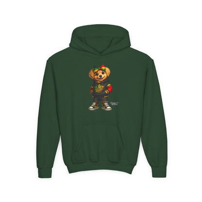 Youth Hoodie — Rasta Bear "Black History Greatness" Kids Pullover