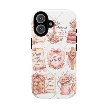Faith Floral Phone Case – Christian Inspirational Scripture iPhone Cover (Choose Joy, Pray, Faith)