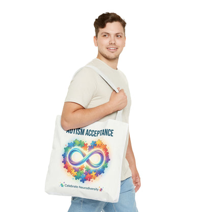 Autism Acceptance Tote Bag — Rainbow Neurodiversity Infinity Puzzle Design