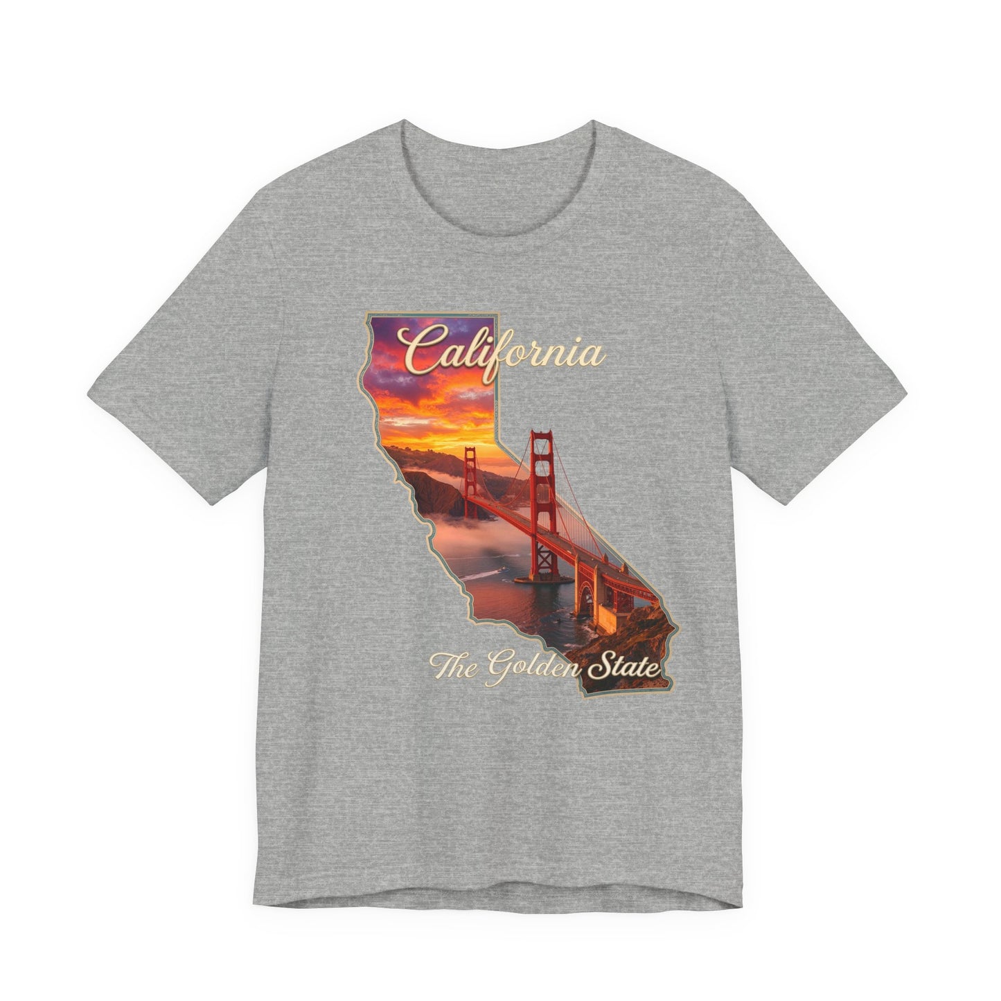 California Golden Gate Tee — "California The Golden State" Sunset Map T-Shirt