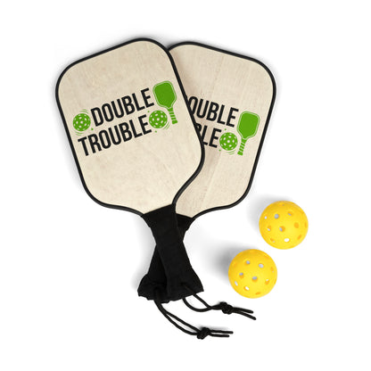 Double Trouble Pickleball Paddles Set — Funny Matching Pickleball Kit with Balls