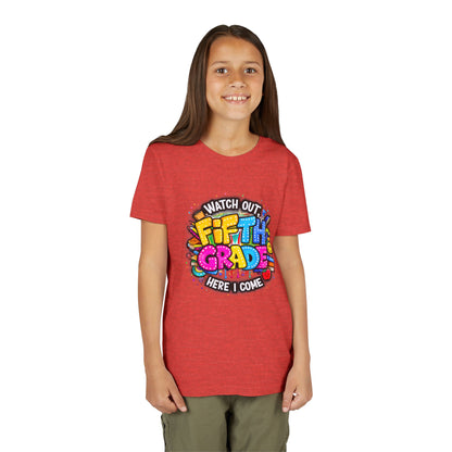 Fifth Grade T‑Shirt for Kids - "Watch Out Fifth Grade Here I Come" Back-to-School Tee
