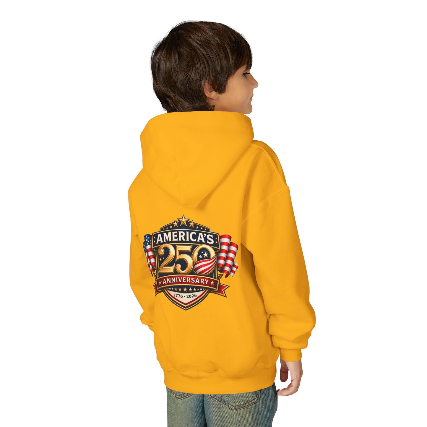 Youth Hoodie — "America's 250th Anniversary" Patriotic 1776-2026 Celebration Design