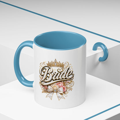 Bride Accent Coffee Mug — Floral Crown Bridal Gift (11/15oz)