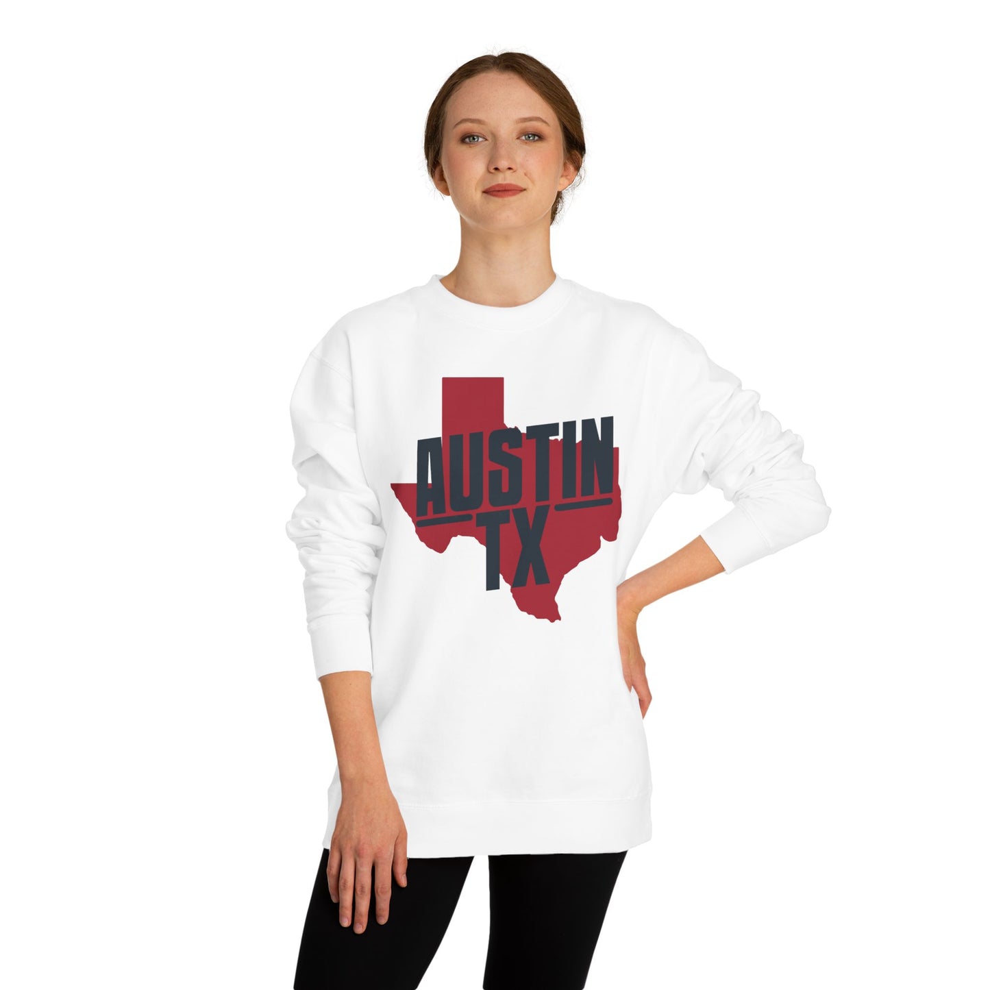 Austin TX Sweatshirt — Red Texas State Graphic Crewneck