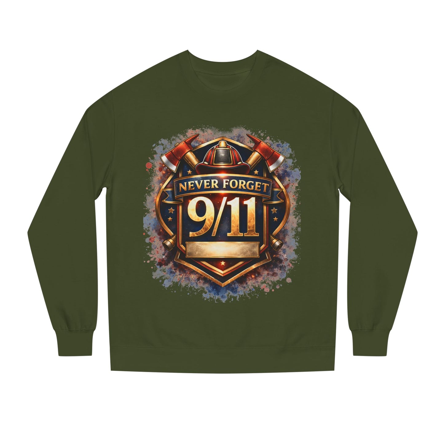 Never Forget 9/11 Sweatshirt — Memorial Firefighter Tribute Crewneck