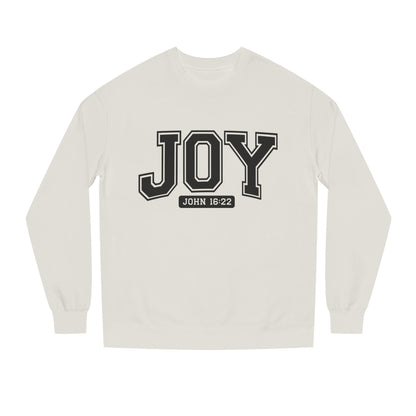 JOY Crewneck Sweatshirt — Bold Collegiate Faith Design (John 16:22)