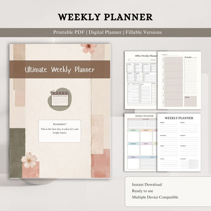 Weekly Planner Printable | Weekly Schedule Planner | Productivity Planner | To Do List Weekly | Weekly Organizer PDF