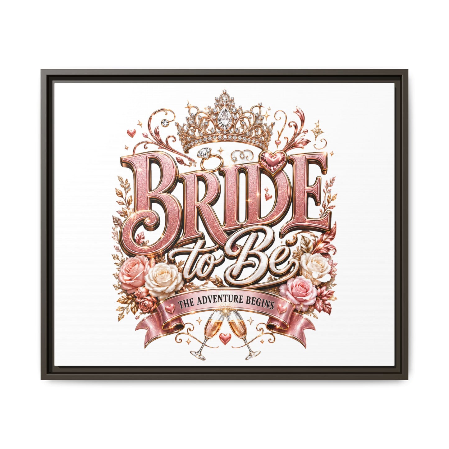 Bride to Be Framed Canvas - 'The Adventure Begins' Bridal Wall Art