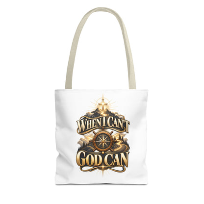 When I Can’t, God Can Christian Tote Bag – Faith Inspirational Beach Carryall