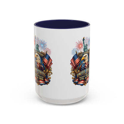 Patriotic Coffee Mug — United States 250th Anniversary Eagle & Fireworks (11/15oz)