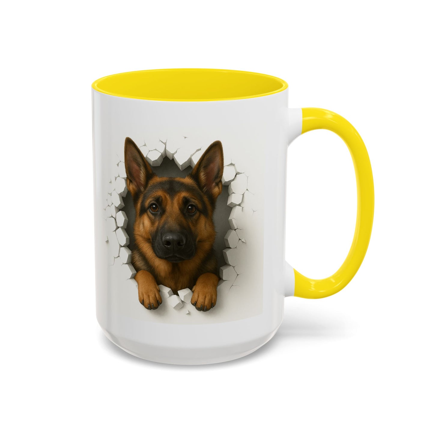 German Shepherd Coffee Mug — "Peek-a-Buddy" Accent Dog Mug (11/15oz)