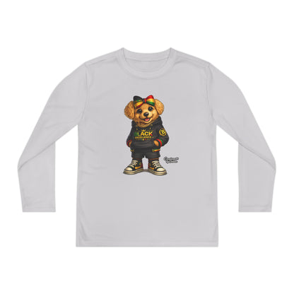 Youth Long Sleeve Tee — Trendy Bear Graphic "Black Excellence"