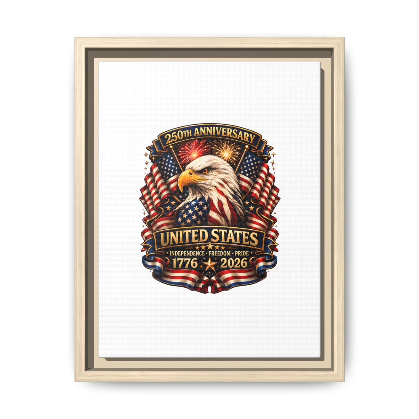 Patriotic Eagle 250th Anniversary Framed Canvas Print — United States 1776–2026