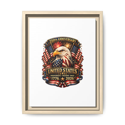 Patriotic Eagle 250th Anniversary Framed Canvas Print — United States 1776–2026