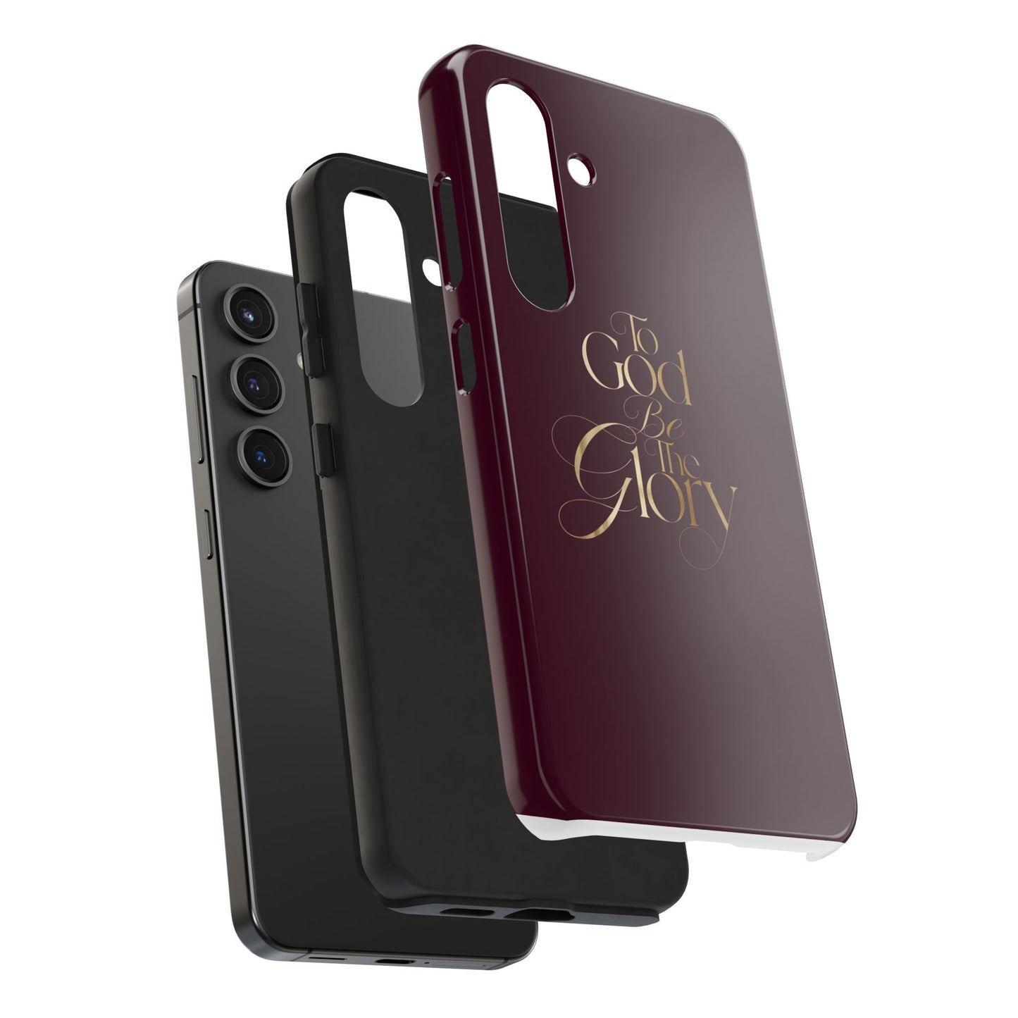 To God Be The Glory Tough Phone Case — Burgundy Gold Christian Scripture Cover