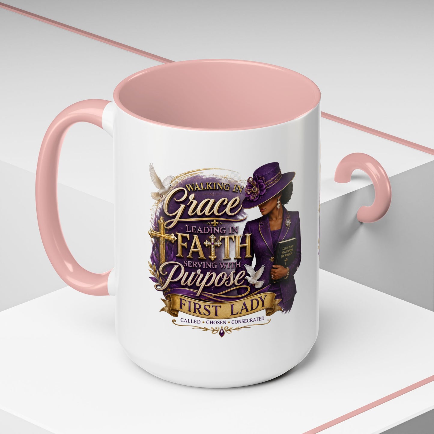 Faith & Purpose Accent Coffee Mug — First Lady Church Design (11/15oz)