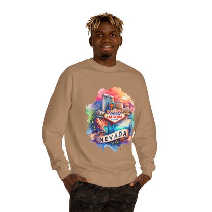 Nevada Las Vegas Watercolor Sweatshirt — Colorful Travel Souvenir Crewneck
