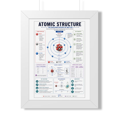 Atomic Structure Framed Poster — Illustrated Chemistry Diagram for Classroom & Home