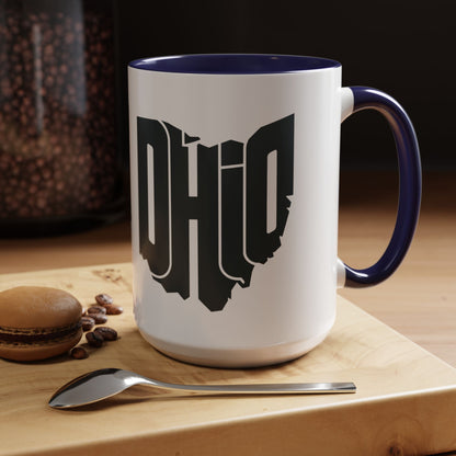 Ohio State Outline Accent Coffee Mug – Black Handle & Interior