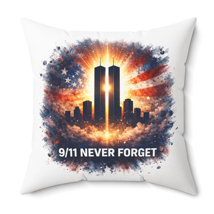 9/11 Never Forget Memorial Pillow — Twin Towers Tribute Throw Pillow