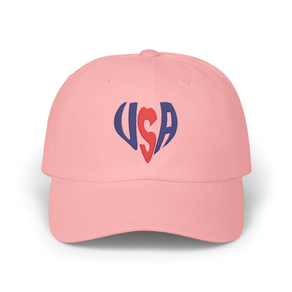 USA Heart Dad Cap — Patriotic Embroidered Baseball Hat
