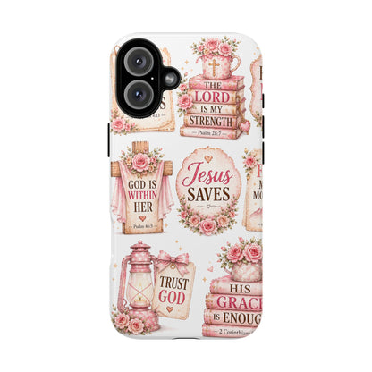 Faith Phone Case — 'Jesus Saves' Floral Christian Scripture iPhone Case