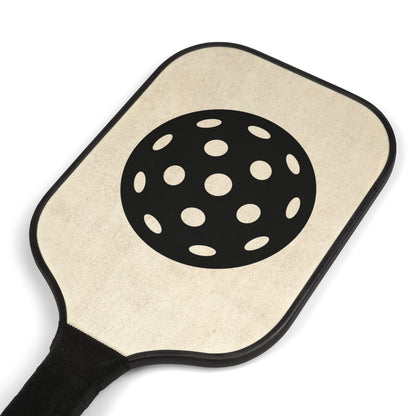 Pickleball Paddles Set — Wooden Paddle Kit with Ball Graphic & 2 Yellow Balls