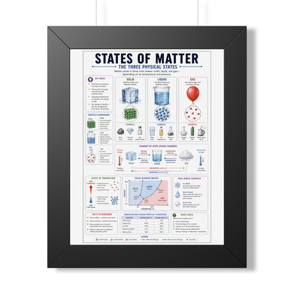 Framed Poster - States of Matter Educational Chart (Vertical)