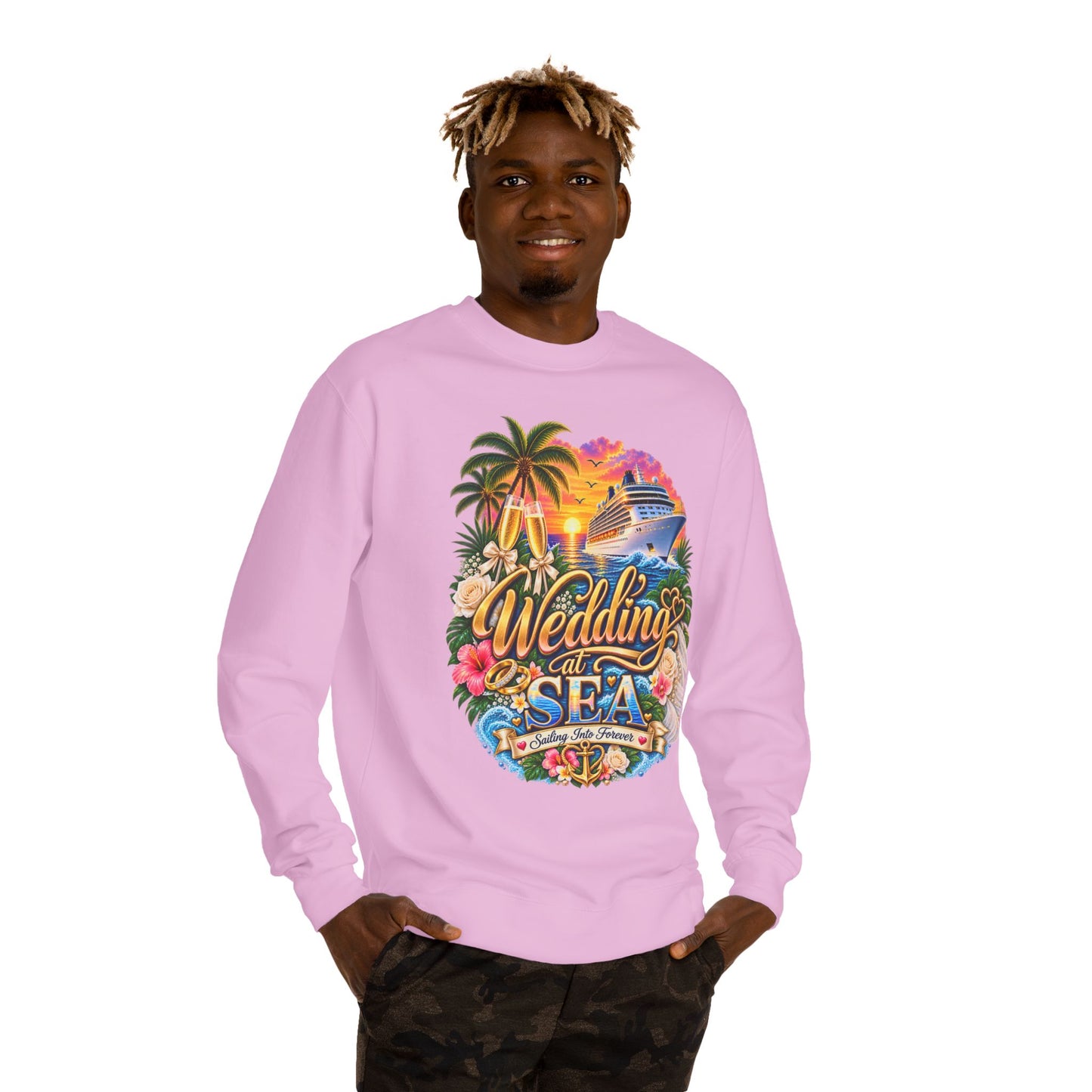 Cruise Wedding Sweatshirt — "Wedding at Sea" Tropical Cruise Crewneck