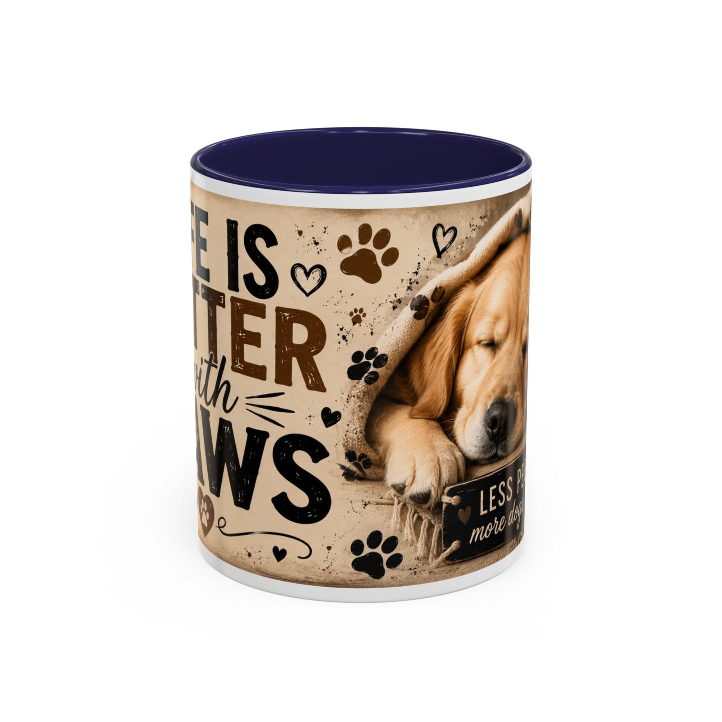 Dog & Cat Coffee Mug - "Less People, More Dogs & Cats" Accent Ceramic Mug