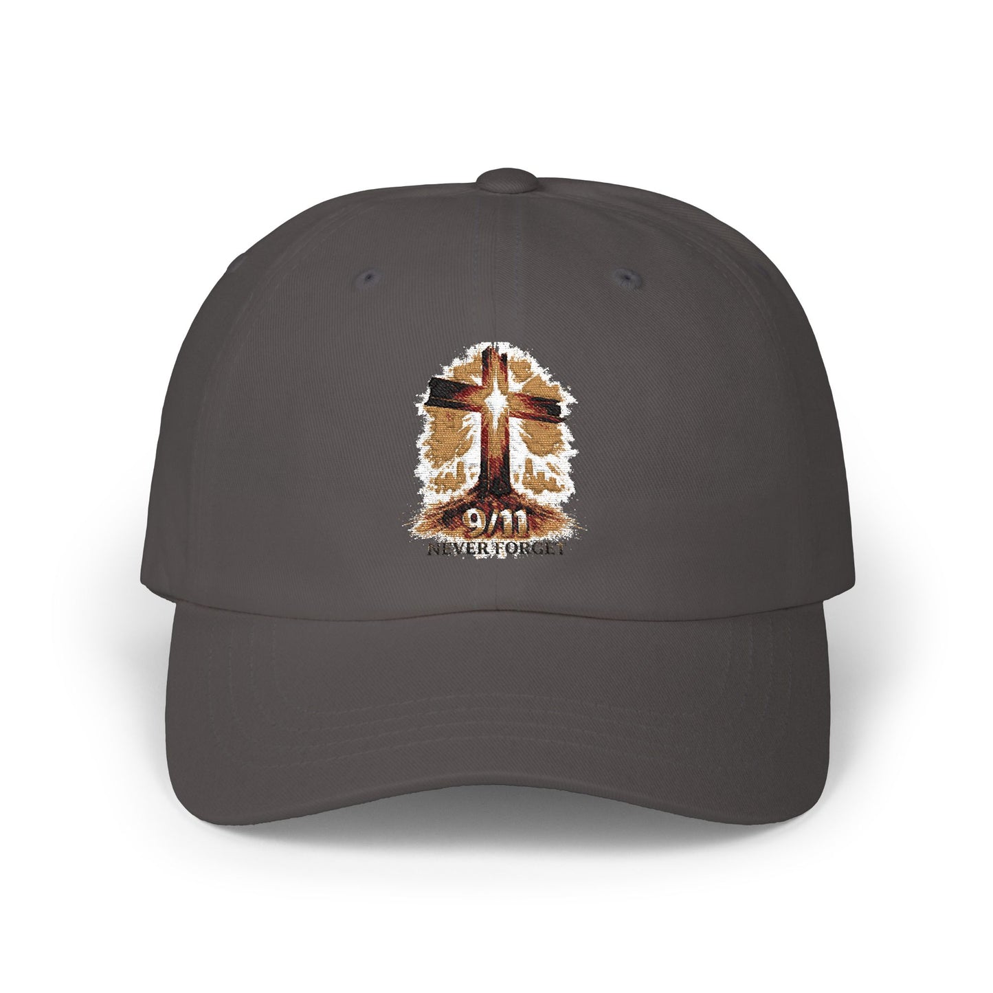 Dad Cap — Grunge Cross 'Never Forget' Embroidered Baseball Hat