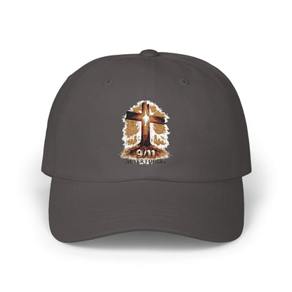 Dad Cap — Grunge Cross 'Never Forget' Embroidered Baseball Hat