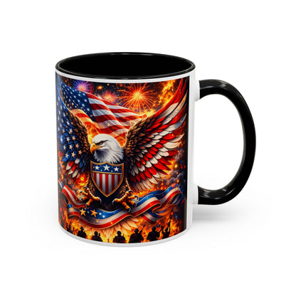 Patriotic Eagle Coffee Mug — American Flag Bald Eagle Accent Mug (11/15oz)