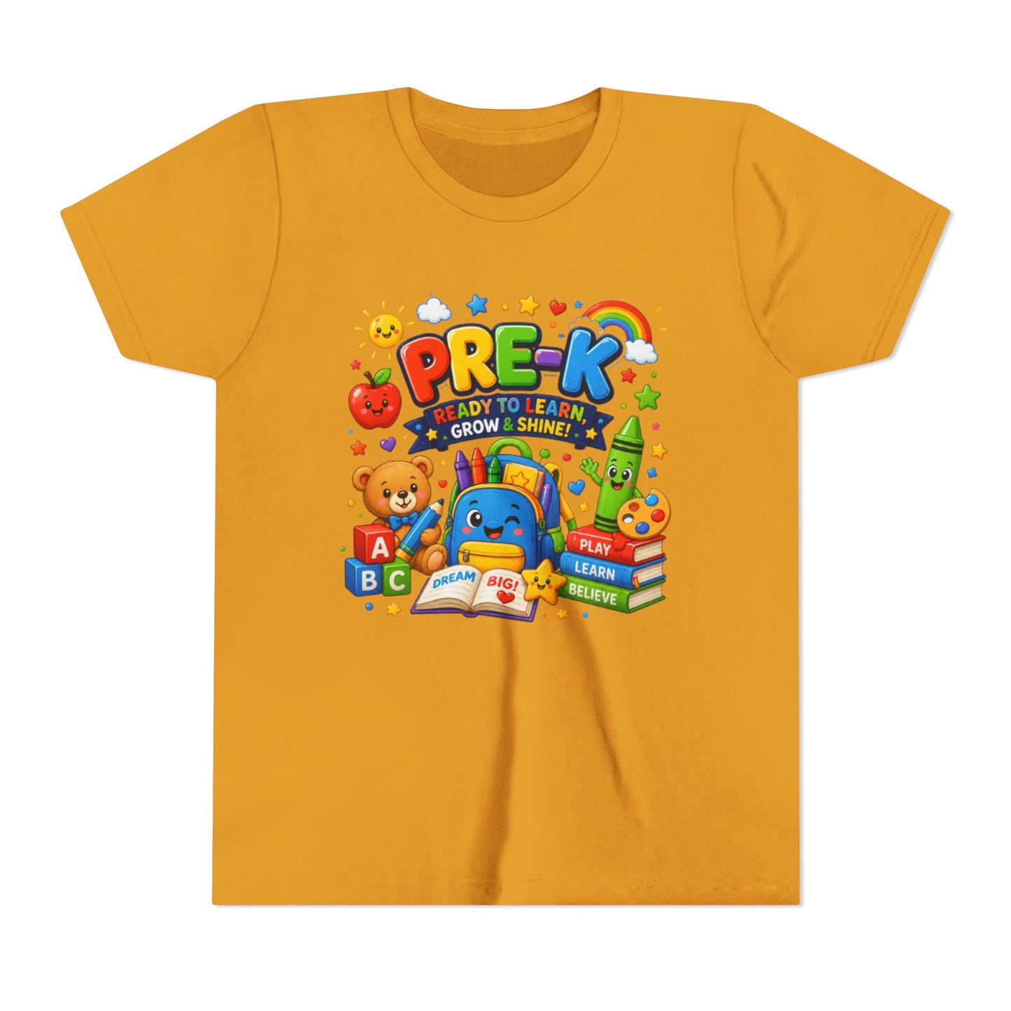 Pre-K Ready To Learn Kids T-Shirt — Colorful Preschool Back-to-School Tee