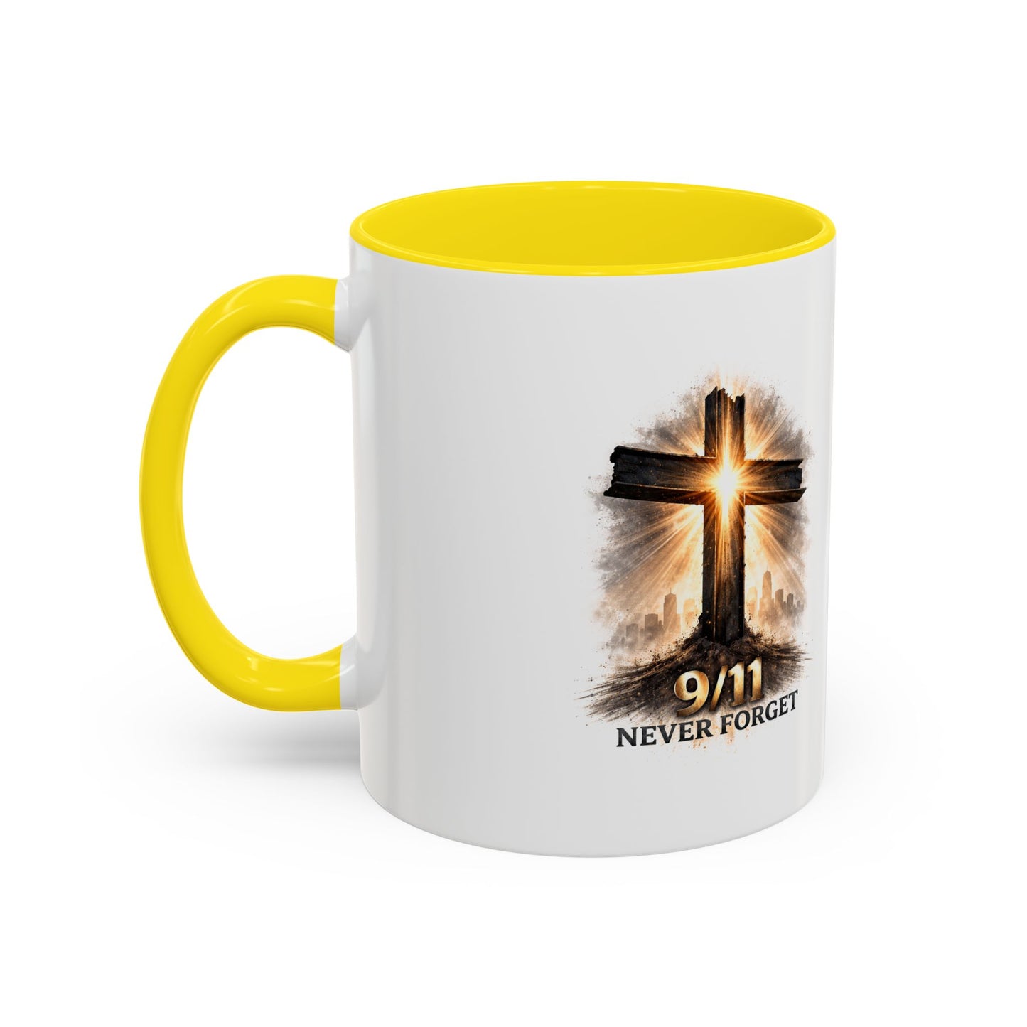 9/11 Never Forget Coffee Mug — Religious Memorial Accent Mug