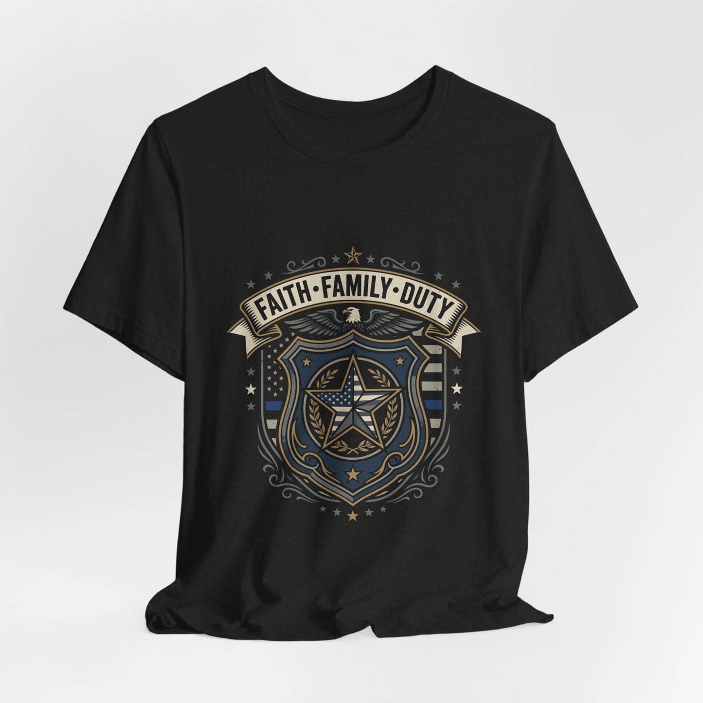 Police Badge Shield T‑Shirt — "Faith • Family • Duty" Graphic Tee
