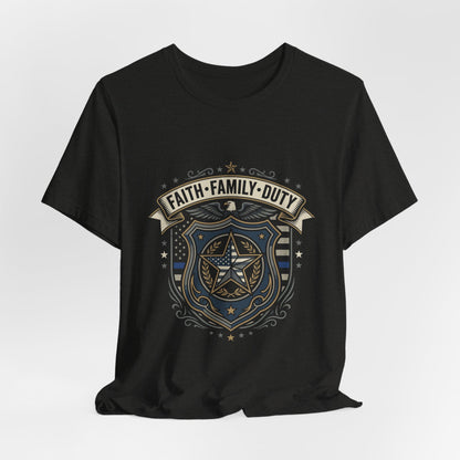 Police Badge Shield T‑Shirt — "Faith • Family • Duty" Graphic Tee