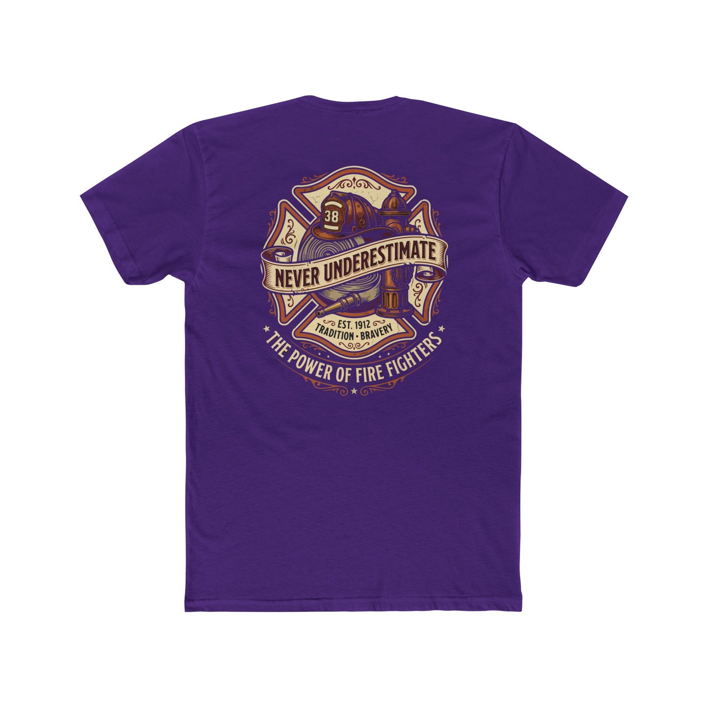 Firefighter Tee - "Never Underestimate" Vintage Firefighter Helmet Design
